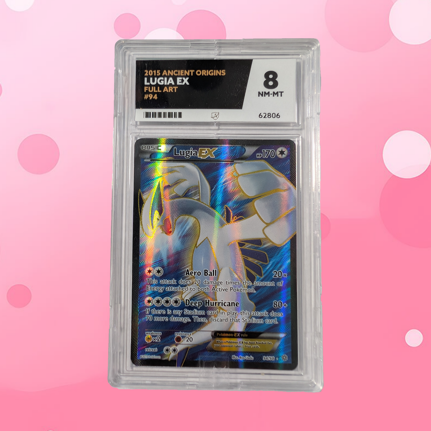 Pokemon Lugia Full Art Ancient Origins 94/98 Ace Grading 8 NM-MT